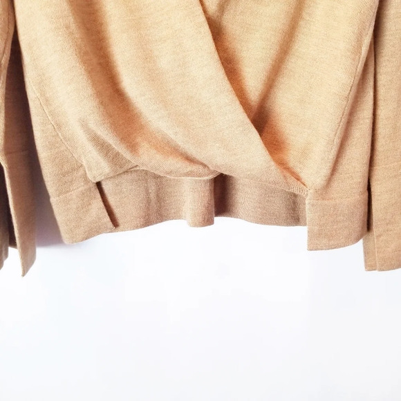 NWT BCBGMaxAzria XS Camel 100% Merino Wool Lightweight Open Back‎ Sweater - Picture 5 of 11